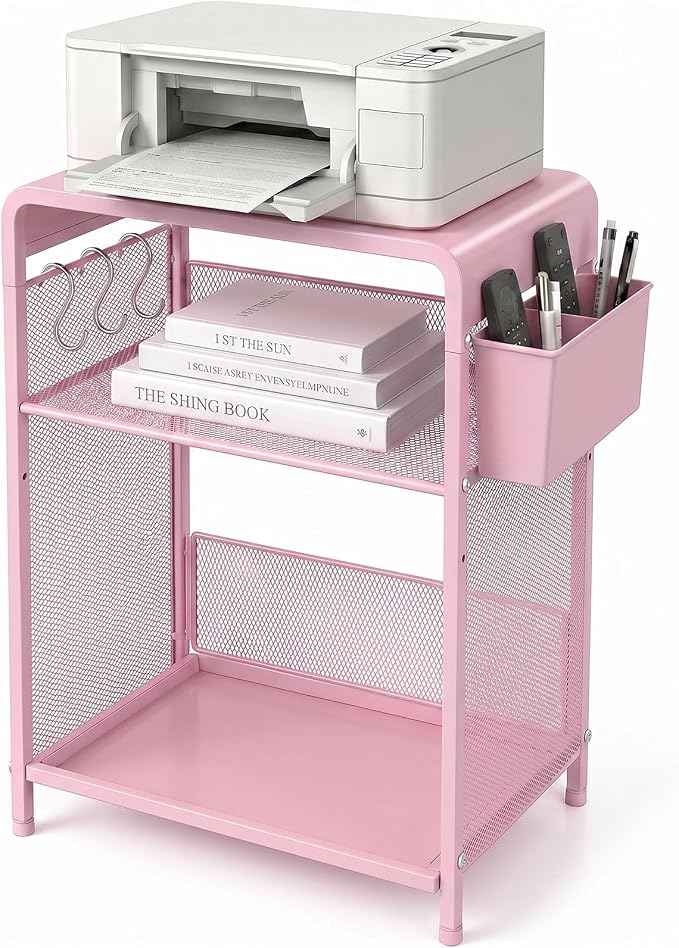 ECOLOVI 3 Tier Printer Stand for Under Desk, Height Adjustable Shelf Small by ECOLOVI