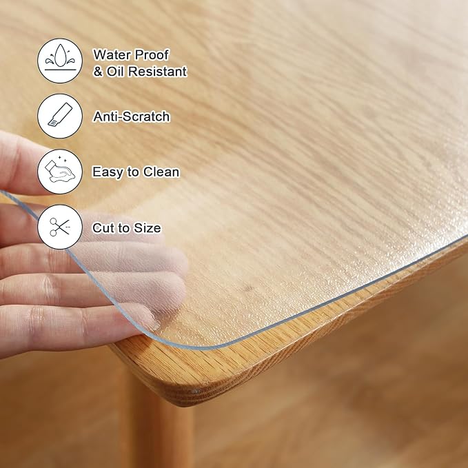LovePads Frosted Table Cover Protector 36 x 54 Inch, 1.5mm Thick Plastic Table - Image 3