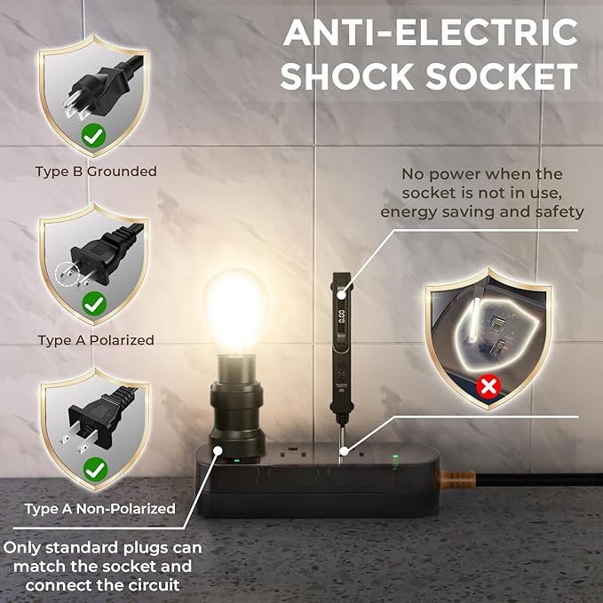 Power Strip Weatherproof, Transparent Surge Protector with 3 Wide Outlets, 1625W/13A,5FT Flat Plug Multi-Plug Outdoor Extension Cord for Indoor Outdoor, UL FCC Listed-DeskLoop Office