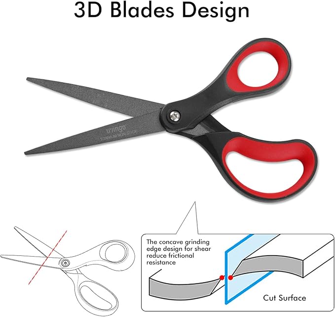 LIVINGO 2 Pack 8" Titanium Non-Stick Scissors, Professional Stainless Steel - Image 5
