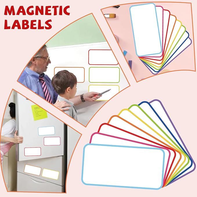 32 Pcs Dry Erase Magnetic Labels Border, 4.2" x 2.1" 8 Colors | Reusable - Image 6