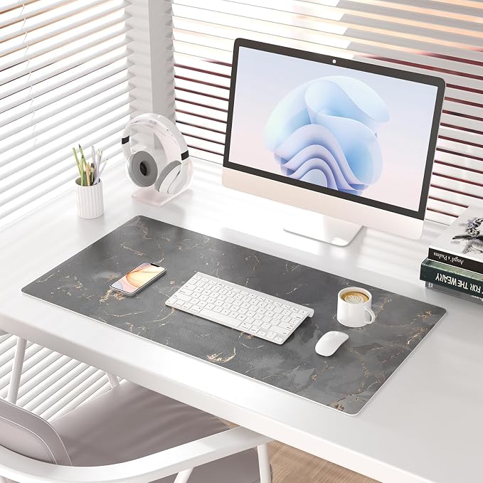 Colorful Star Black Marble Large Mouse Pad, Waterproof Office Desk Mat - Image 2