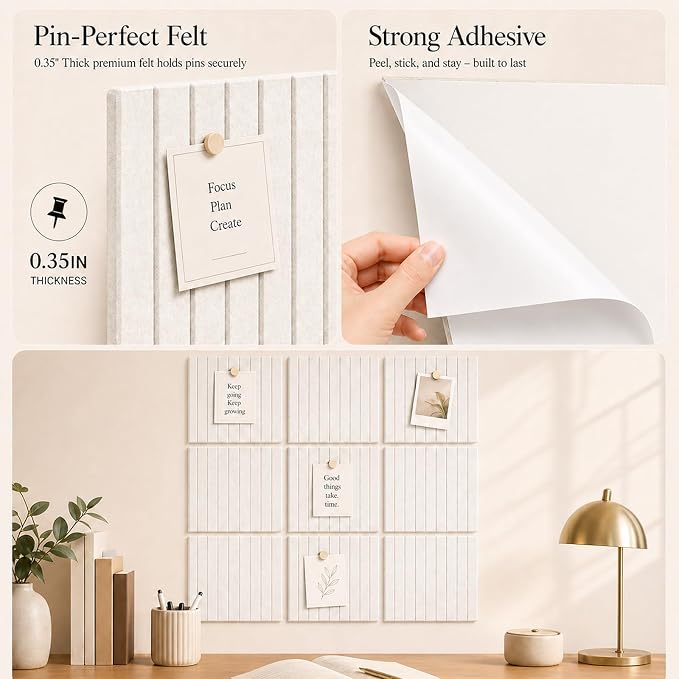 Stripe Felt Bulletin Board Tiles, Cork Board Alternative 48 x 36 in | 0.35 in - Image 3