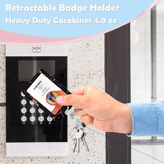 ID Badge Holder with Lanyard, Retractable ID Badge Card Holders Detachable Neck - Image 3