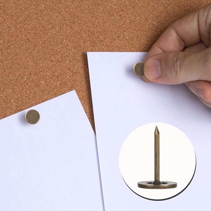 80pcs Flat Head Thumb Tacks for Wall, Bronze Pins, 0.4 x 0.6 in | Heavy Duty - Image 5