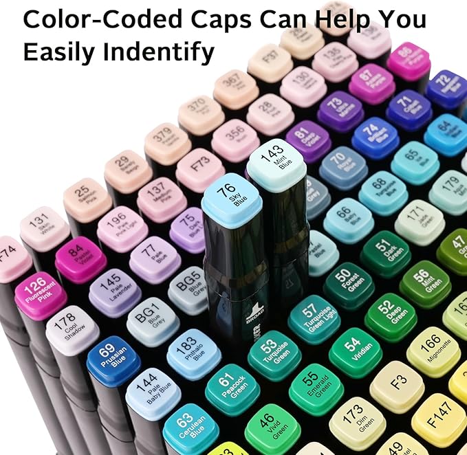 204 Alcohol Markers Set, Dual Tips Blender Art Markers for Drawing, Permanent Sketch Marker for Kids adult coloring, Alcohol Based, Adults Coloring and Artist Illustration.-DeskLoop Office