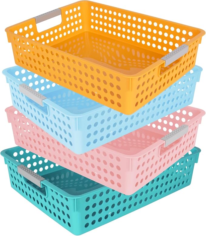 4 Pieces Turn in Trays for Classroom, Paper Organizer Baskets for Office and by Unknown