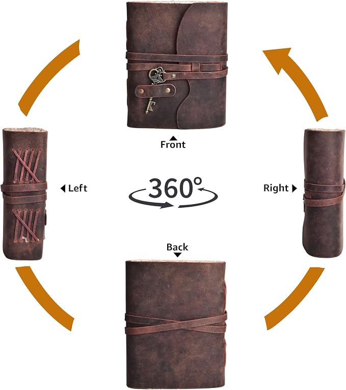 LEATHER VILLAGE Vintage Leather Journal – 200 Handmade Vintage Deckle Edge - Image 6