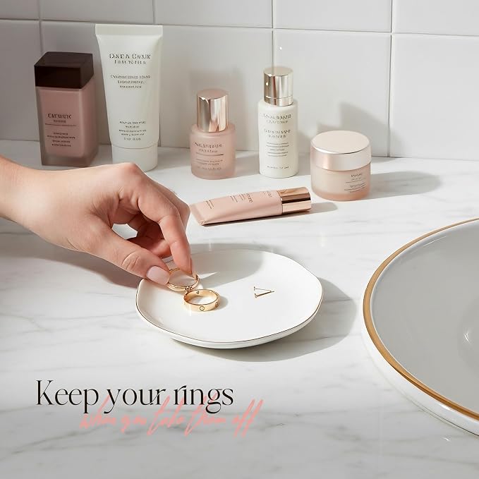 Ceramic Jewelry Tray, Personalized Initial Jewelry Dish - Image 5