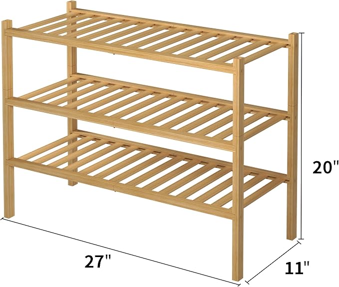 ROMGUAR CRAFT 3 Tier Bamboo Shoe Rack - Image 3