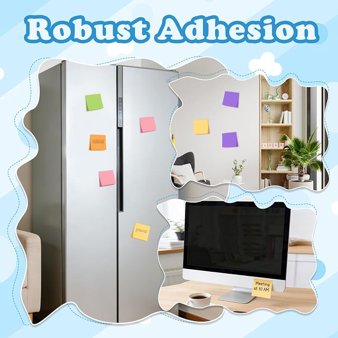 3x3 Inch 8 Pack Self-Stick Sticky Notes, 480 Total Sheets, Colorful Memo Pads - Image 4