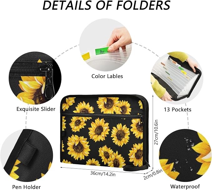 Sunflower Summer 13 Pockets Expanding File Folder - Image 3