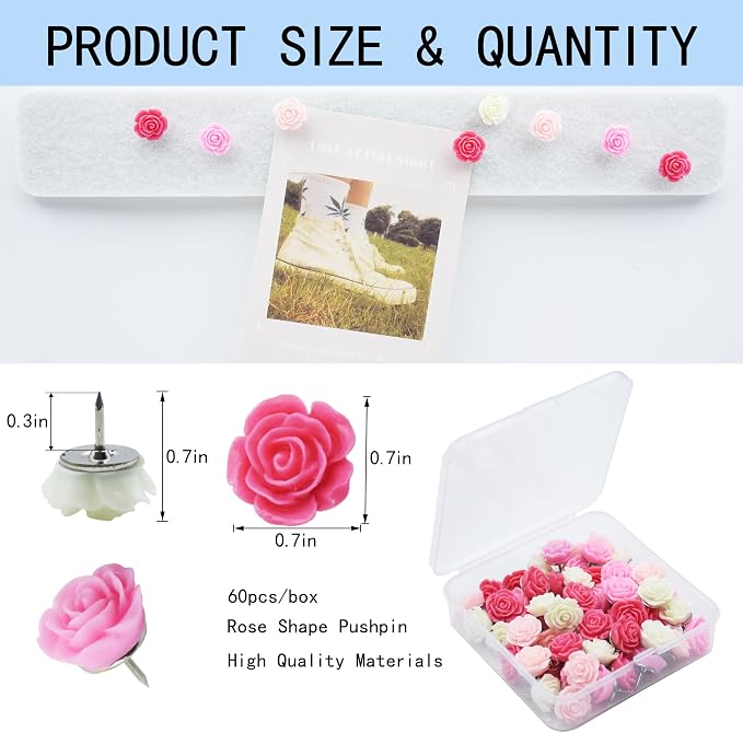YOUDEFUL 60Pcs Decorative Pushpins, Cork Board Tacks, Bulletin Board Tacks - Image 2