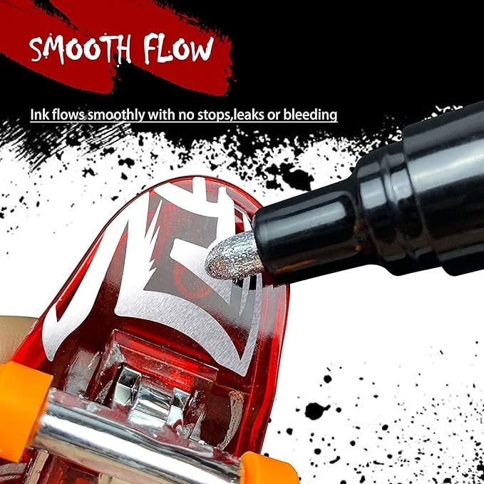 3Pcs Silver Liquid Mirror Chrome Markers, Permanent Reflective Metallic Chrome Paint Pen, High Gloss Car DIY Model Painting, Touch Up Repair Kit for Plastic Metal Glass Resins-DeskLoop Office