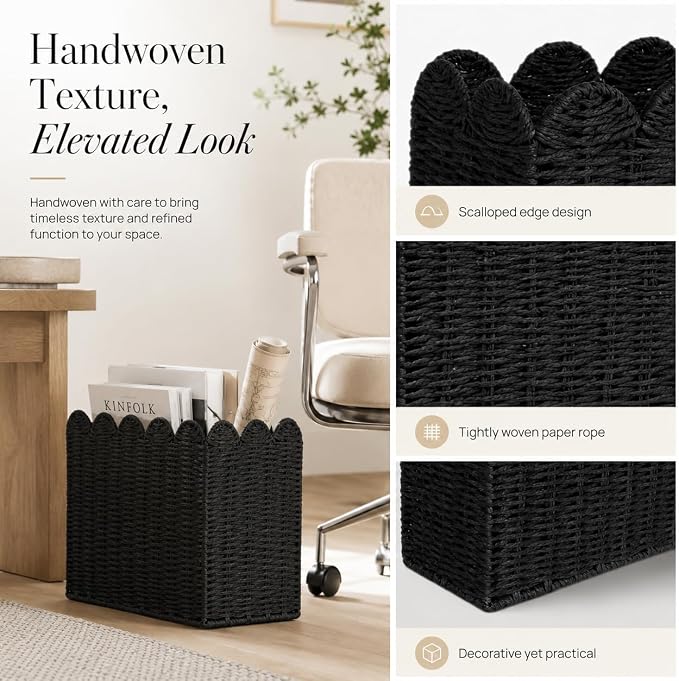 Black Paper Rope Magazine Holder - Image 3