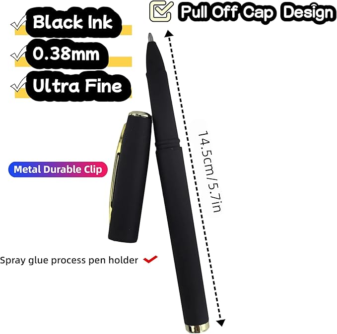 Fengtaiyuan Gel Ink Roller Ball Pens, Black Ink, Ultra Fine 0.38mm, Comfortable Grip, Easy Hold, Writting Pens, Smooth, 18 Count (Black-0.38mm-038P18SS)-DeskLoop Office