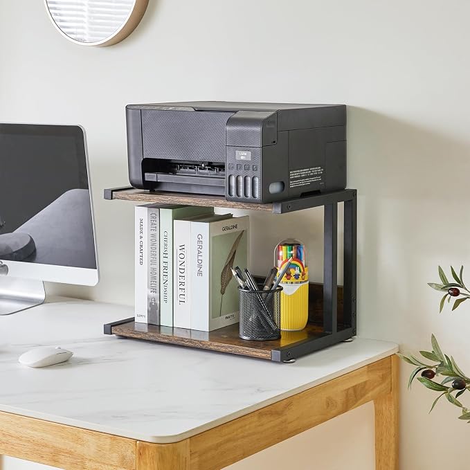 IBUYKE Under Desk Printer Stand, 2 Tier Printer Cart, Mobile Home Desktop - Image 3