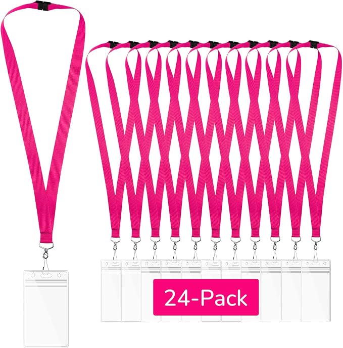 24-Pack Hot Pink Breakaway Lanyards by WEZEBEL