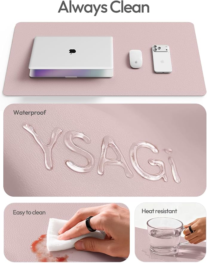 YSAGi Leather Desk Protector, Office Mat, Large Mouse Mat, Non-Slip PU Leather - Image 7