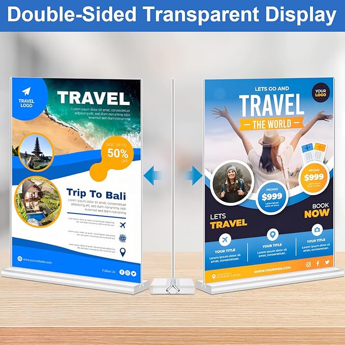 Acrylic Sign Holder 8.5 x 11, 10 Pack Clear Sign Holder Double Sided Table Menu - Image 4