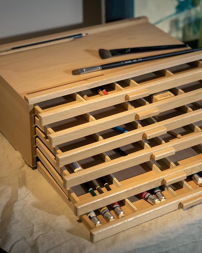 DJAR 6-Drawer Beech Wood Art Supply Storage Box - Image 7