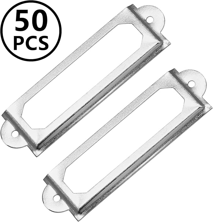 50 PCS Metal Label Holders 60x17mm Silver - Image 2