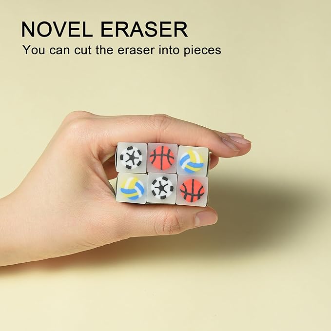 18Pcs Cute Sports Ball Erasers for Kids Bulk, Fun Basketball Soccer Volleyball Pencil Jelly Erasers for School Classroom Supplies Prize Gifts Party Favors-DeskLoop Office