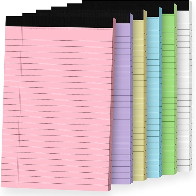 6pcs Small Note Pads, Colored Notepads 5x8 College Ruled Notebook, Writing Pads by Ciphyfee