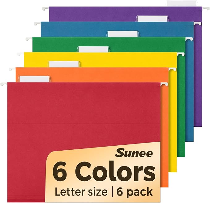 SUNEE Hanging File Folders, 6 Pack Letter Size Hanging File Folders by SUNEE