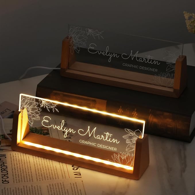 Custom Light Up Name Plate for Desk, Personalized LED Acrylic Name Sign - Image 2