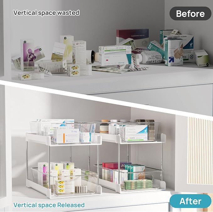 Vtopmart 4 Pack Plastic Bathroom Under Sink Pull-Out Organizer - Image 5