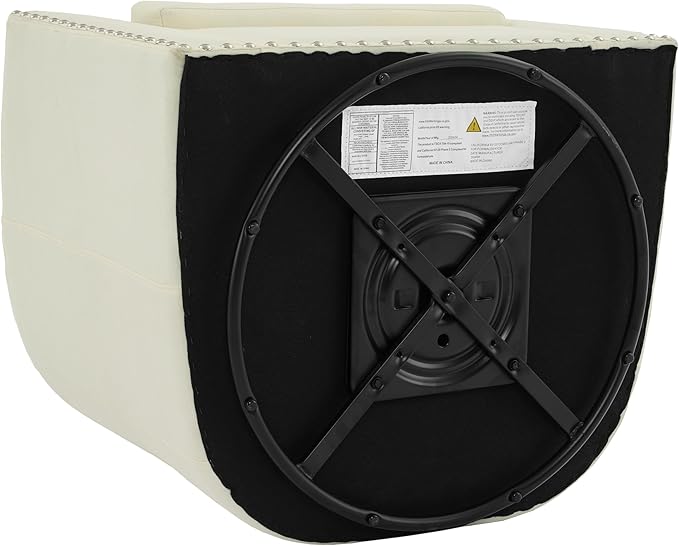 UIXE 360° Swivel Barrel Accent Chair Set of 2, Modern Upholstered Arm Chair Round Club Armchair, Nailhead Trim Single Sofa Seating in Fabric for Living Room - White-DeskLoop Office