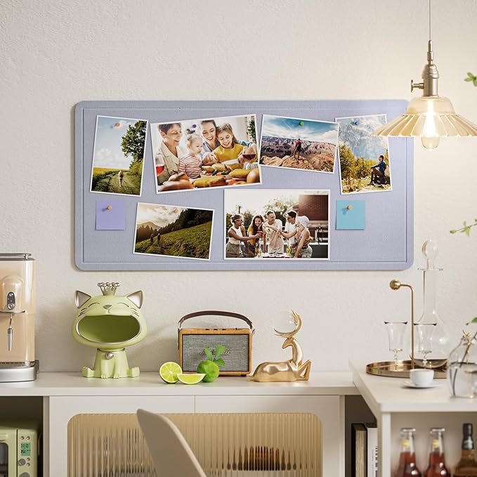 MaxGear Bulletin Board 35" x 17.5", Foldable Small Felt Board Vision Board Supplies, Cork Board for Office, Home, School, Pin Boards for Walls Decorative Picture Framed Display Board Gray-DeskLoop Office