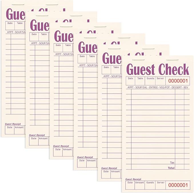 ZPARIK Guest Checks Books for Servers, Server Note Pads, 6 Pack, Natural Color by ZPARIK
