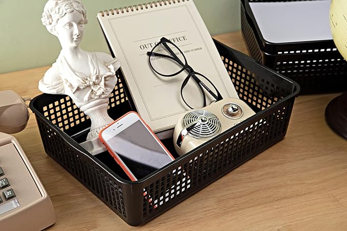 Eslite A4 Size Plastic Storage Basket, Desktop File Paper Letter Organizer Tray - Image 5