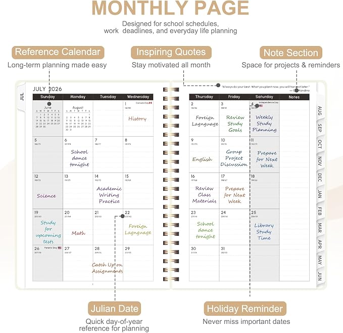 Planner 2026-2027, Weekly and Monthly Academic Planner, July 2026 - Image 3