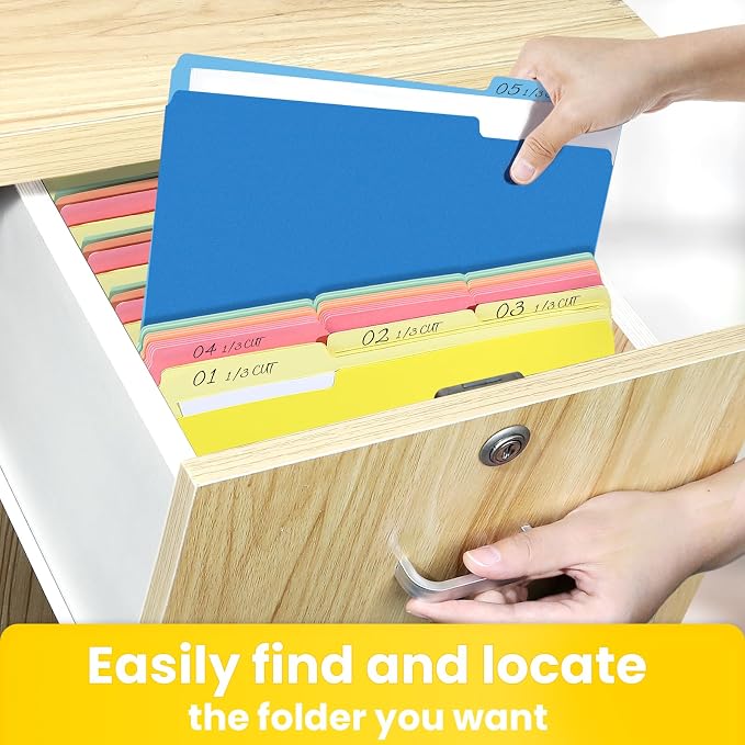 SUNEE File Folders Letter Size Blue, 100 Pack Manilla Folders 8.5 x 11 1/3-Cut - Image 6
