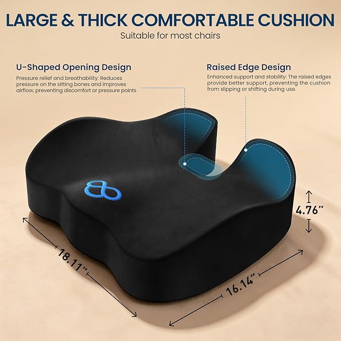 BlissTrends Seat Cushion with Velvet Cover, Thick Memory Foam Cushions - Image 4