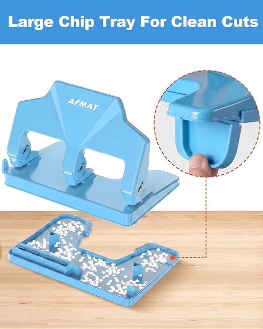 AFMAT 3 Hole Punch Heavy Duty, 40-Sheet Three Hole Punch, 50% Reduced Effort - Image 7