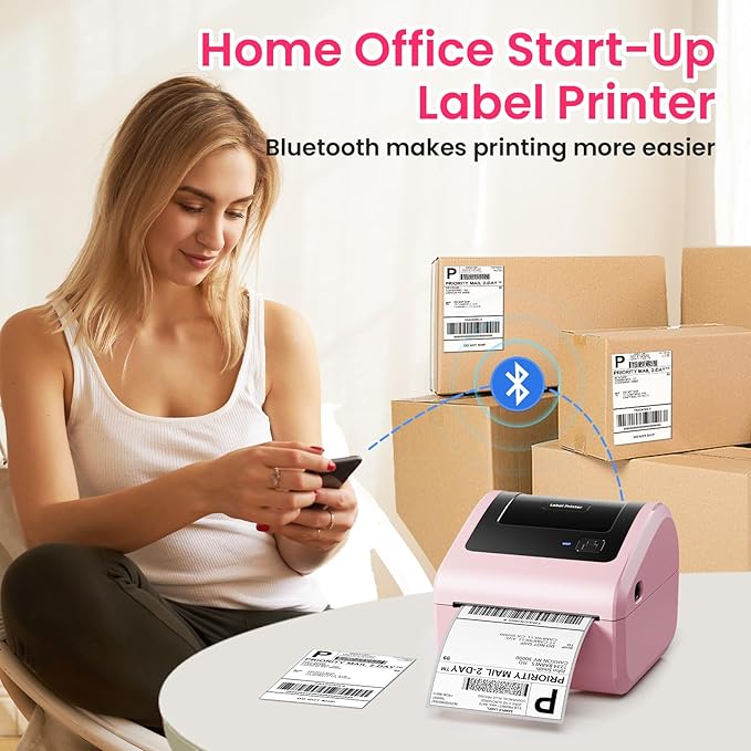 Bluetooth Thermal Label Printer 4x6 - D450BT Shipping Label Printer for Small Business, Shipping Packages, Office, Home, Compatible with Ebay, USPS, Shopify, Amazon-DeskLoop Office
