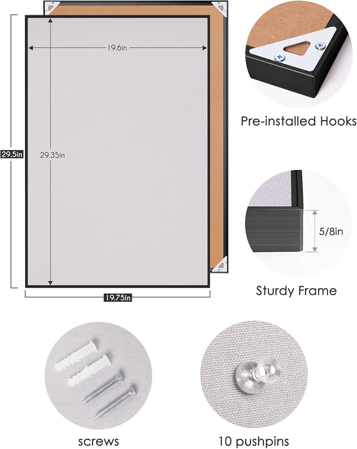 Lightomorrow Bulletin Board 30 x 20 inches, Lavender Gray Pin Board - Image 6