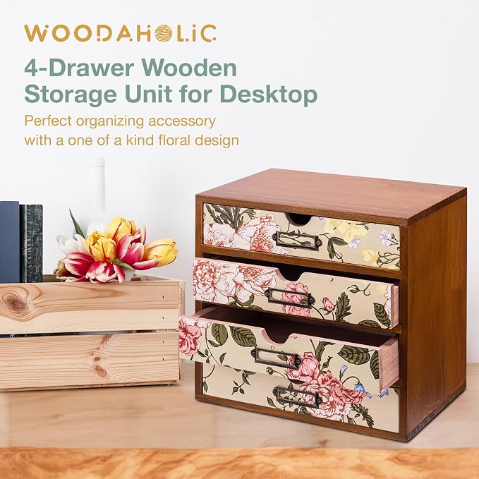 4-Drawer Vintage Desk Organizer - Image 9