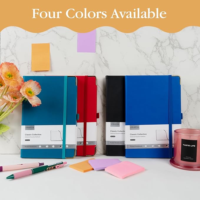 A5 Lined Journal Notebook - 100 GSM Thick Paper, 4 Pack Hardcover Journaling Notebooks for Writing, Work, Travel, School, College Ruled Journals for Women Men, PU Leather Note Books, 5.5”x8.3”-DeskLoop Office