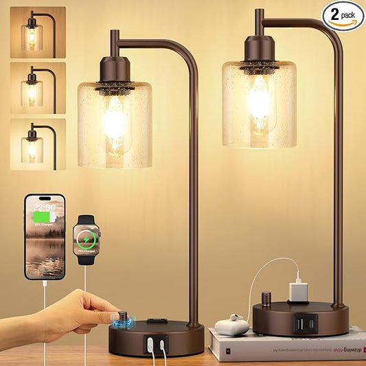 Innqoo Industrial Table Lamps for Bedrooms Set of 2 by Innqoo