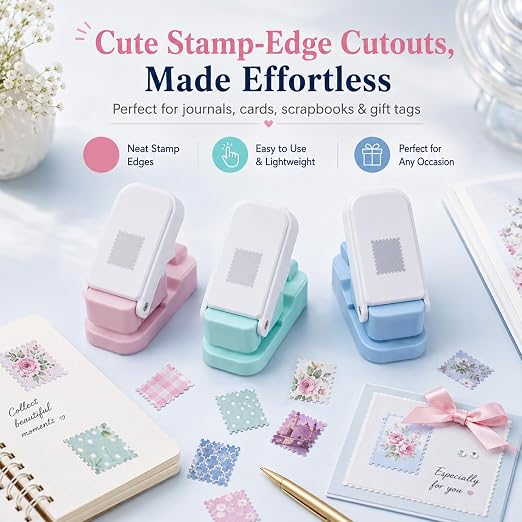 CYFUN DESIGN 3 Pcs Stamp Punch, 1x0.8 inch Postage Stamps Punch, Stamp Cutter - Image 3