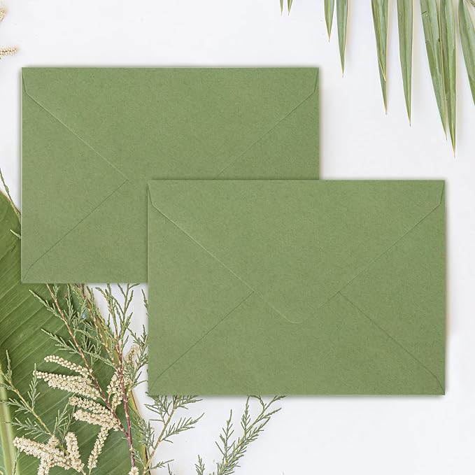 Whaline 50 Pcs A7 Invitation Envelopes Set Sage Green Greeting Cards Envelopes - Image 6