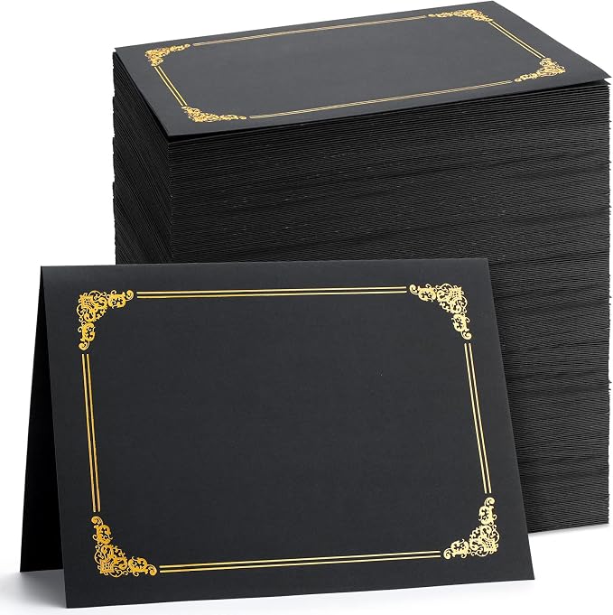 Fainne 120 Pack Certificate Holders Bulk, Diploma Covers Gold Foil Border by Fainne