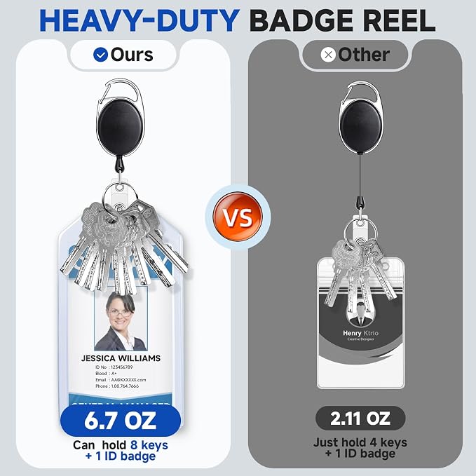 Teskyer 2 Pack Heavy Duty Retractable Badge Holders - Image 2