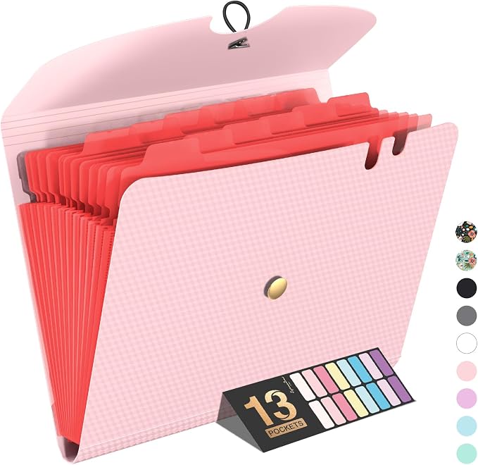 Sooez Expanding File Folder, 13 Pocket Accordion File Organizer, Monthly by Sooez