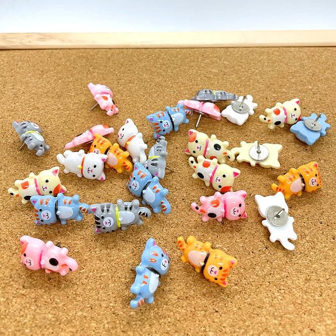 30 pcs Cute Cat Push Pin Decorative Thumb Tacks Animal Push Pins - Image 6